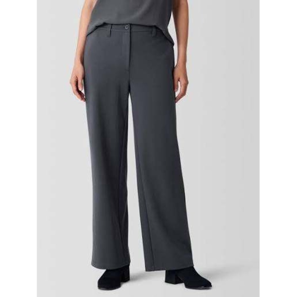 Eileen Fisher Washable Flex Ponte Wide Leg Trouser Pant Womens Large Ebony Gray